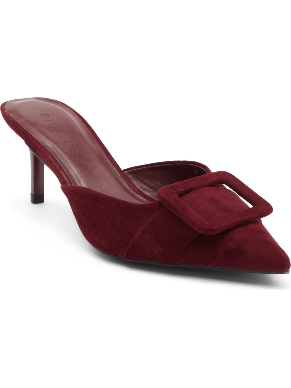 Billini Burgundy Suede Pointed Buckle Mule